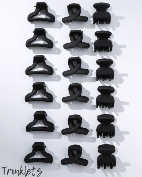 SOLID BLACK MINI HAIR CLAWS