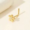 SOLID GOLD FLOWER ZIRCON NOSE PIN - Image 2